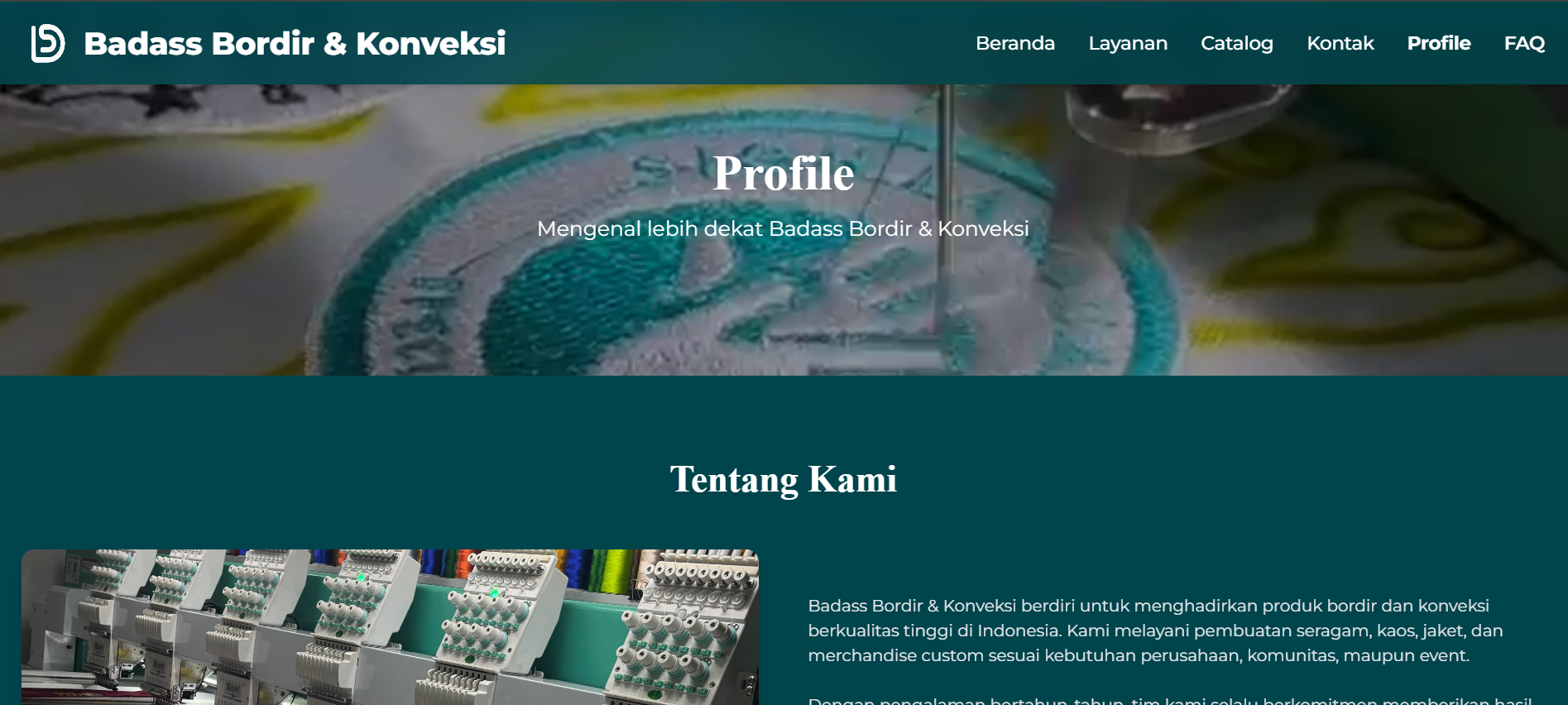 Badass – Konveksi & Bordir Profesional (Web Project)